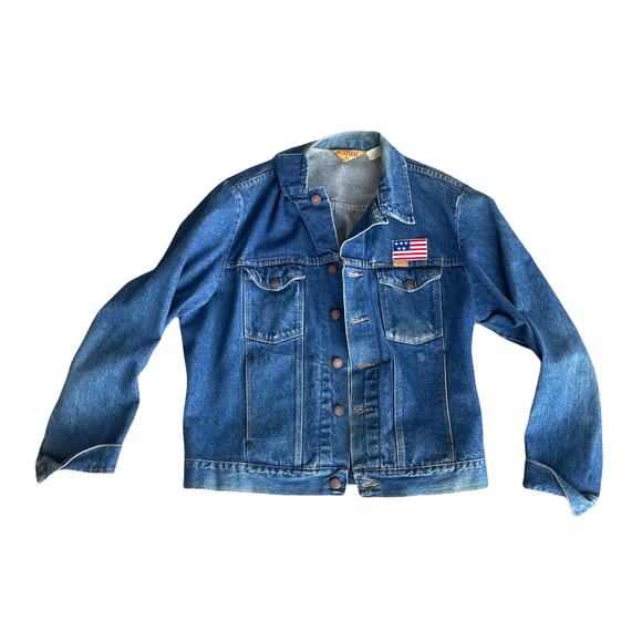 Vintage Rustler American Flag Denim Jacket Size Large - Picture 1 of 4
